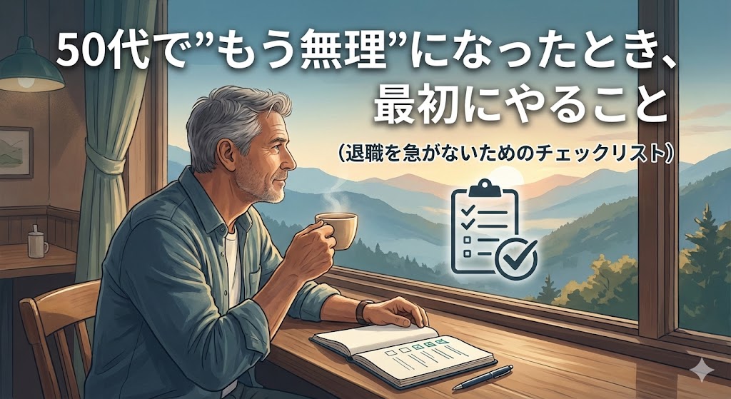 50代で”もう無理”になったとき、最初にやること（退職を急がないためのチェックリスト）